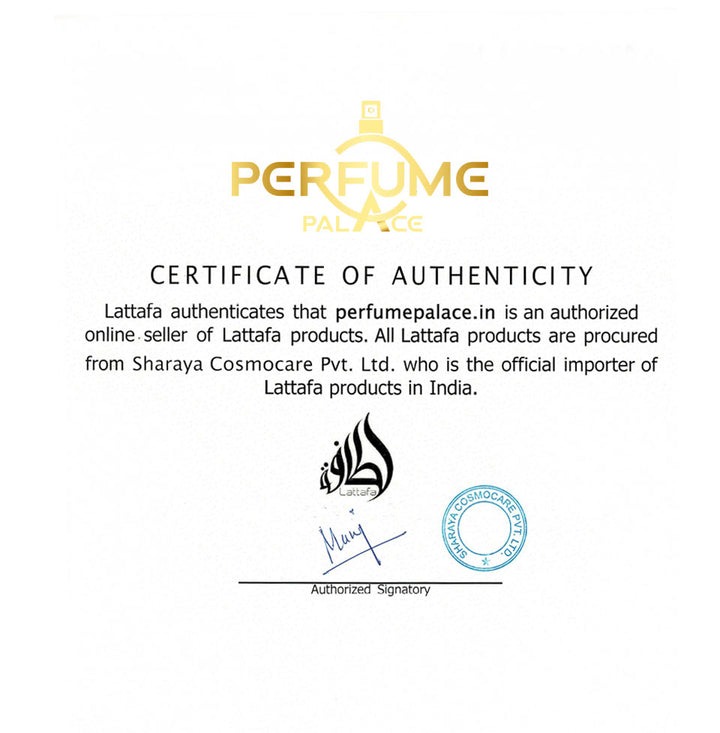 Certificate of Authenticity - Perfume Palace