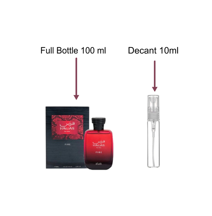 Decant/Sample Of Rasasi Hawas Fire Eau De Parfum 10ml For Man