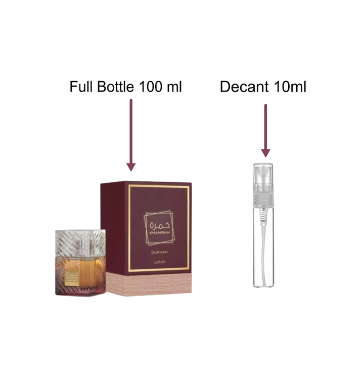 Decant/Sample Of Lattafa Khamrah Dukhan Eau de Parfum 10ml For Men & Women