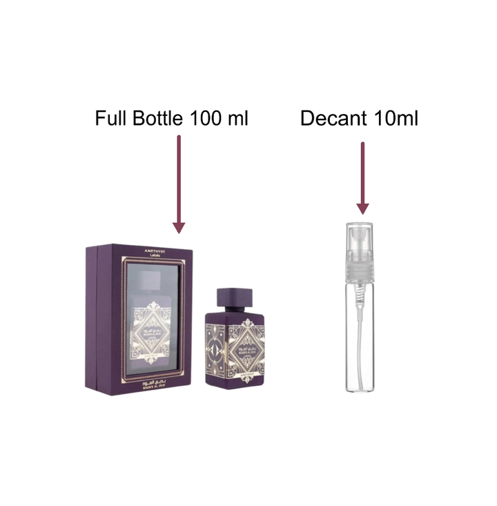 Decant/Sample Of Lattafa Oud for Glory Bade'e Al Oud Amethyst Eau De Parfum 10ml For Men & Women