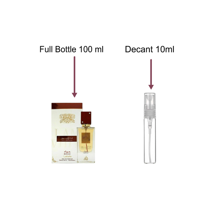 Sample/Decant Lattafa Ana Abiyedh Rouge Eau De Parfum 10ML  For Men & Women