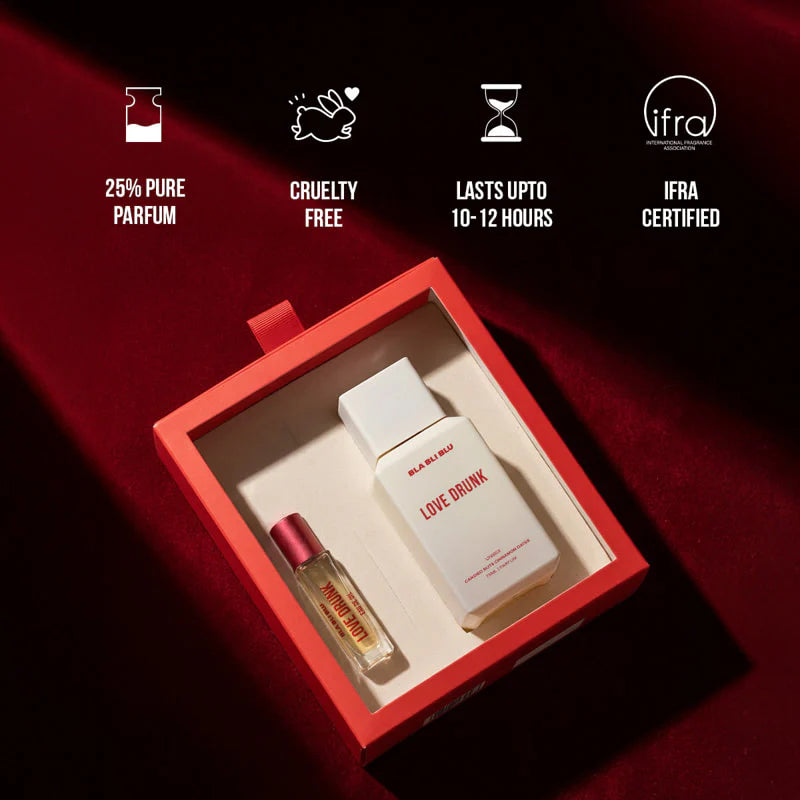 Bla Bli Blu Two Scents Love Drunk 75ml Pure Parfum +8ml Roll On For Man & Woman