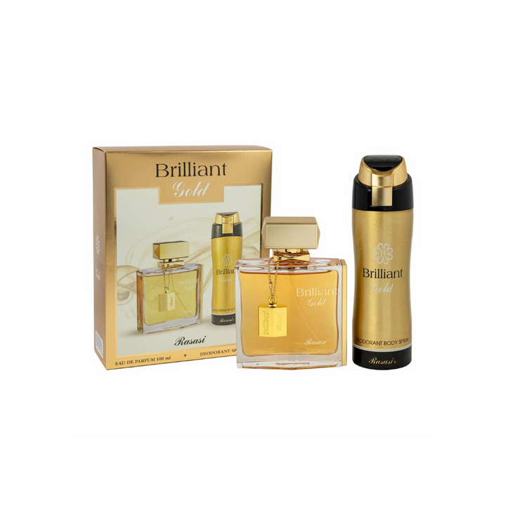 Rasasi Brilliant Gold Eau De Parfum 100ml For Men Gift Set