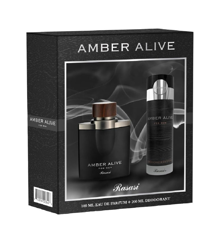 Rasasi Amber Alive Eau De Parfum 100ml For Men Gift Set