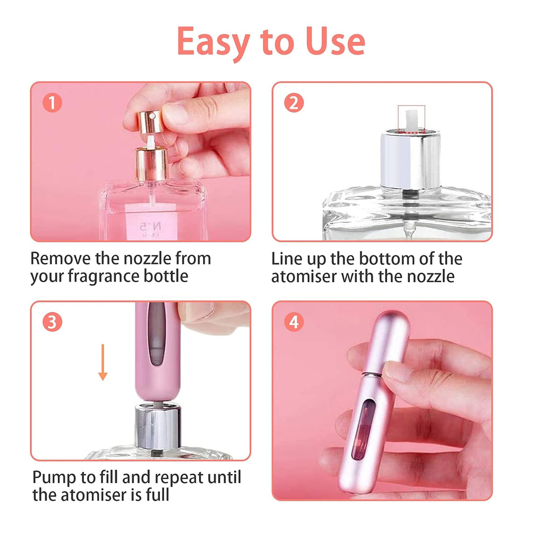 5ml Refillable Perfume Atomizer Bottles – Portable Travel Fragrance Spray Bottles (Assorted Colors)
