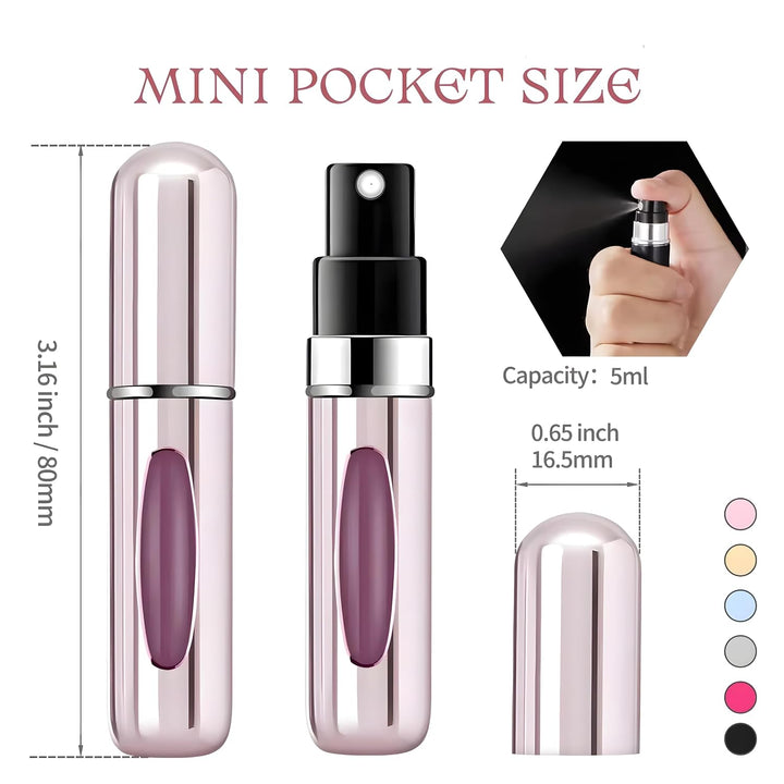5ml Refillable Perfume Atomizer Bottles – Portable Travel Fragrance Spray Bottles (Assorted Colors)