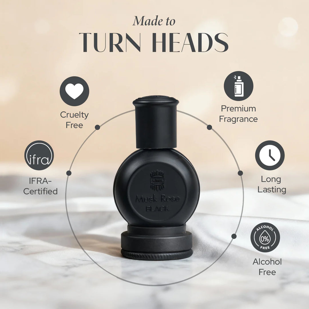 Ajmal Musk Rose Black Concentrated Perfume Oil 12ml For Men & Women