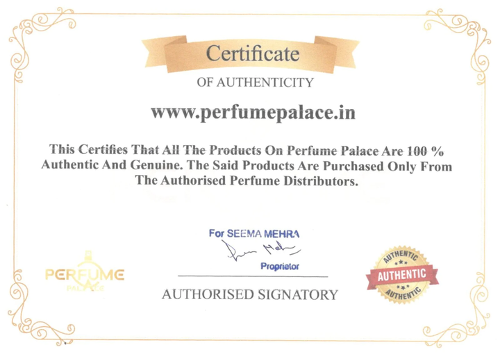 Perfume Palace Certificate