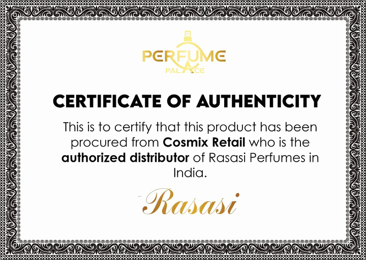 Perfume Distributor Certificate